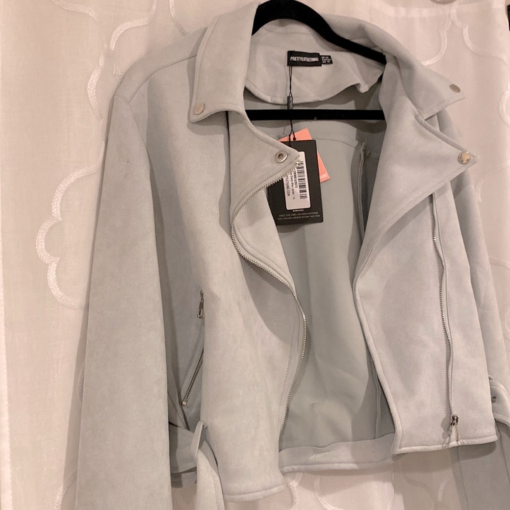 Light Blue Suede Moto Jacket